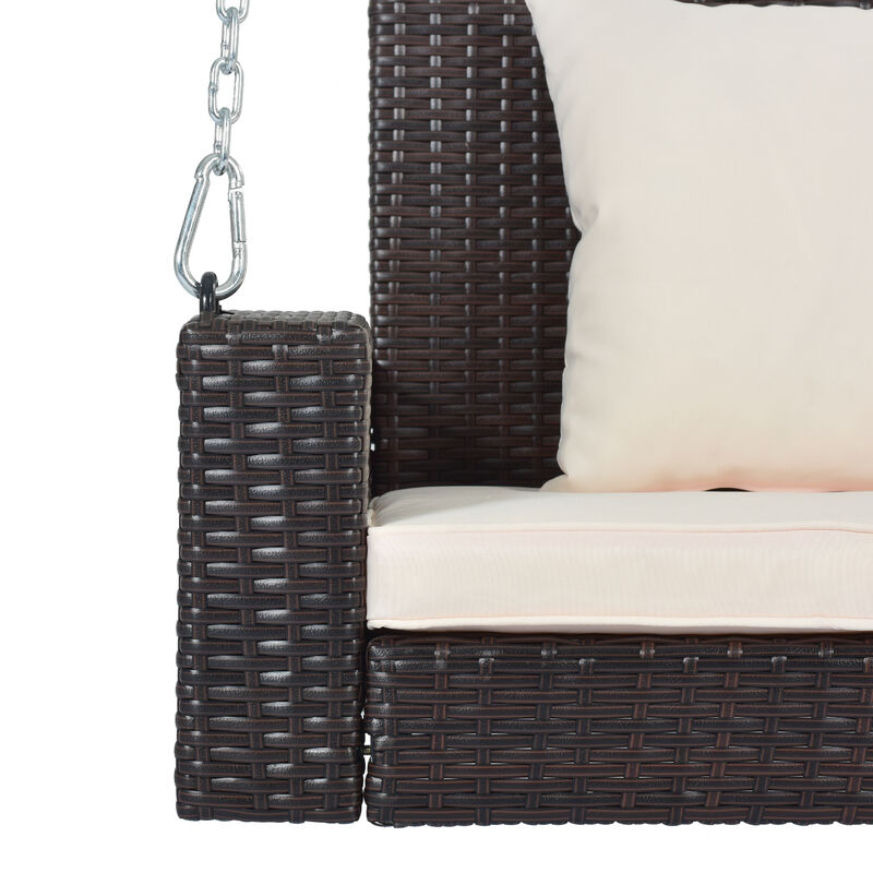Merax 2-Person Wicker Hanging Porch Swing with Chains