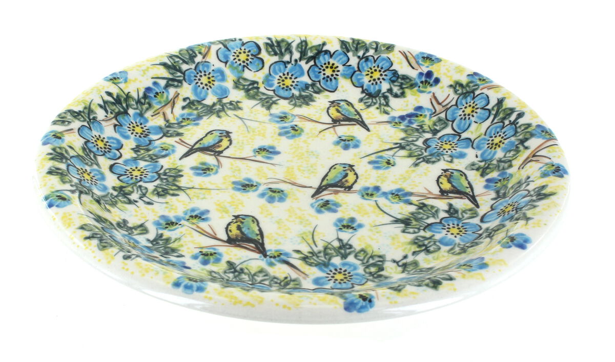 Blue Rose Polish Pottery Hearts & Flowers Dinner Plate