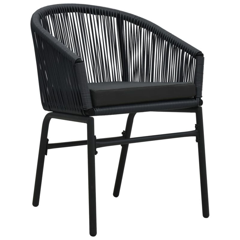 vidaXL 3 Piece Bistro Set with Cushions PVC Rattan Black