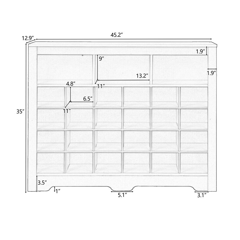 Merax Sleek Design Cubby Console Shoe Cabinet