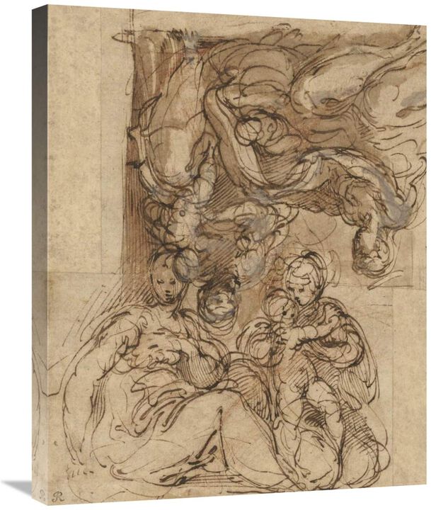 Two Studies for a Holy Family-Canvas Art-22x28