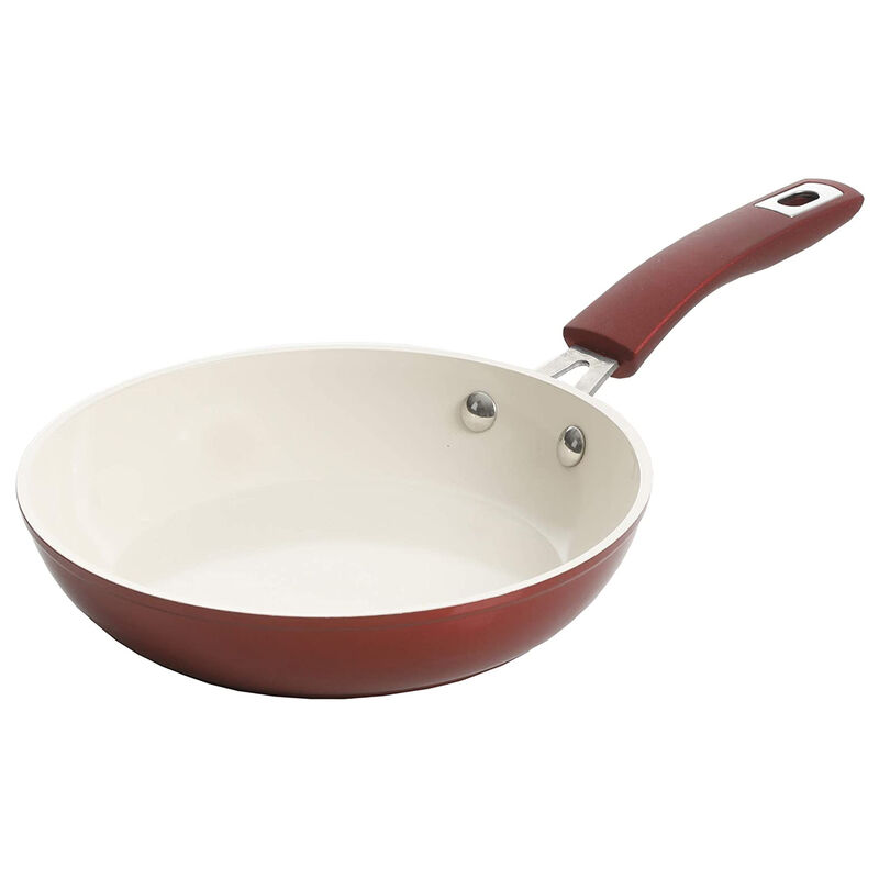 Kenmore Arlington 12 Piece Aluminum Ceramic Coated Nonstick Cookware Set in Metallic Red