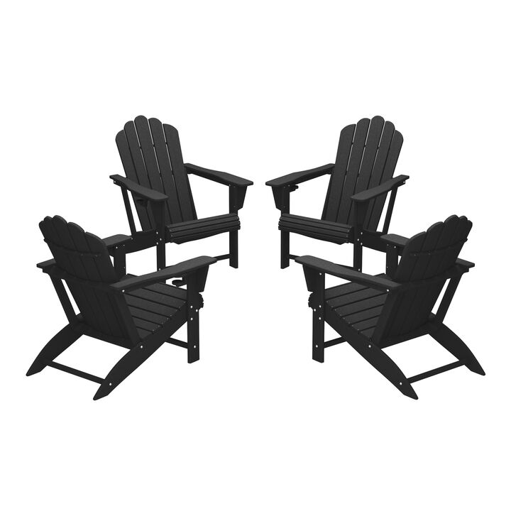 WestinTrends Outdoor Patio HDPE Adirondack Chairs With Cup Holders (Set of 4)