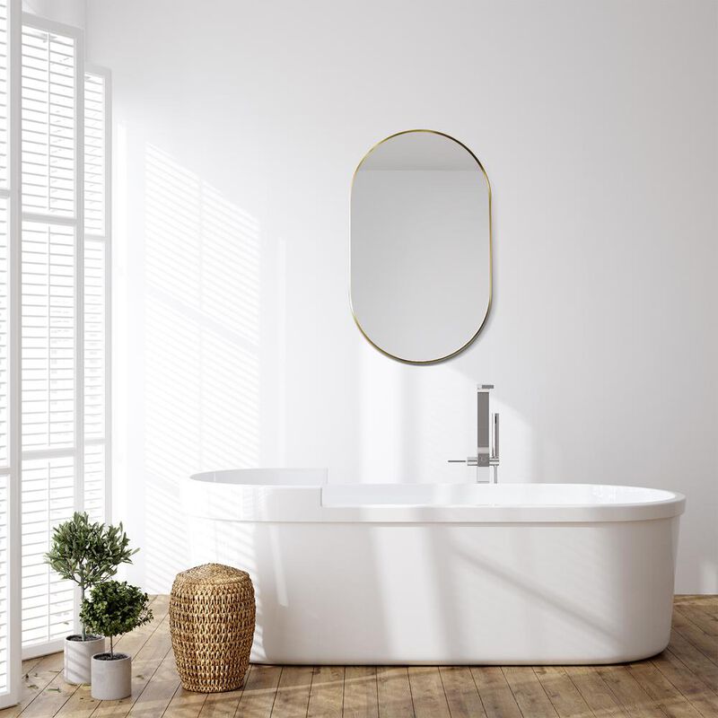 Altair Ispra 36 Oval Bathroom/Vanity Brushed Gold Aluminum Framed Wall Mirror