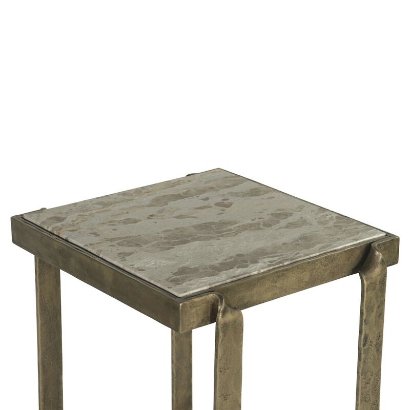 World Interiors Rhodes 20 Side Table with Marble and Antique Brass