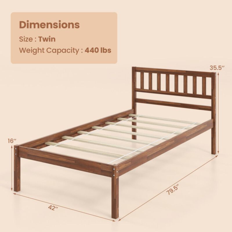Hivvago Wood Bed Frame with Headboard and Slat Support