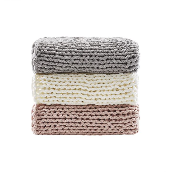 Belen Kox Cozy Grey Chunky Knit Throw, Belen Kox