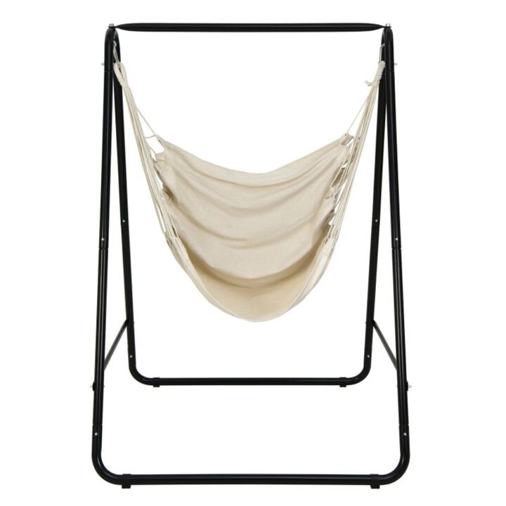 Hivvago Hanging Padded Hammock Chair with Stand and Heavy Duty Steel