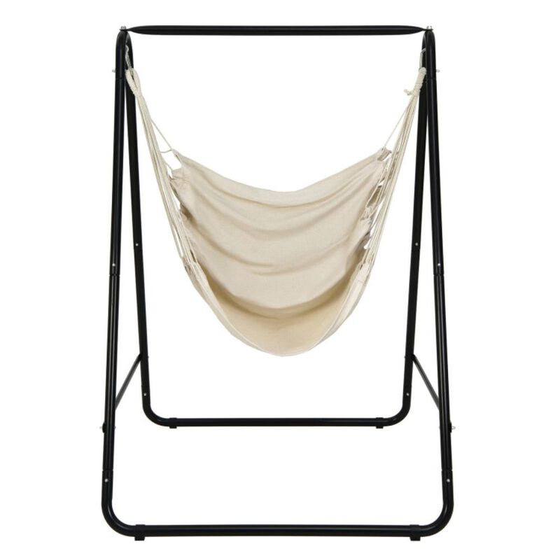 Hivvago Hanging Padded Hammock Chair with Stand and Heavy Duty Steel