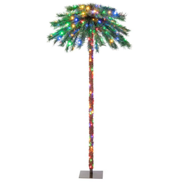 Hivvago 6 Feet Pre-Lit Artificial Tropical Christmas Palm Tree with 210 Multi-Color Lights