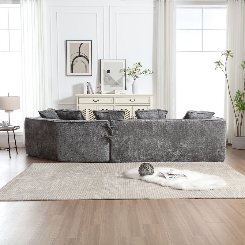 Merax 3-Seater Boucle Sofa with 5 Pillows