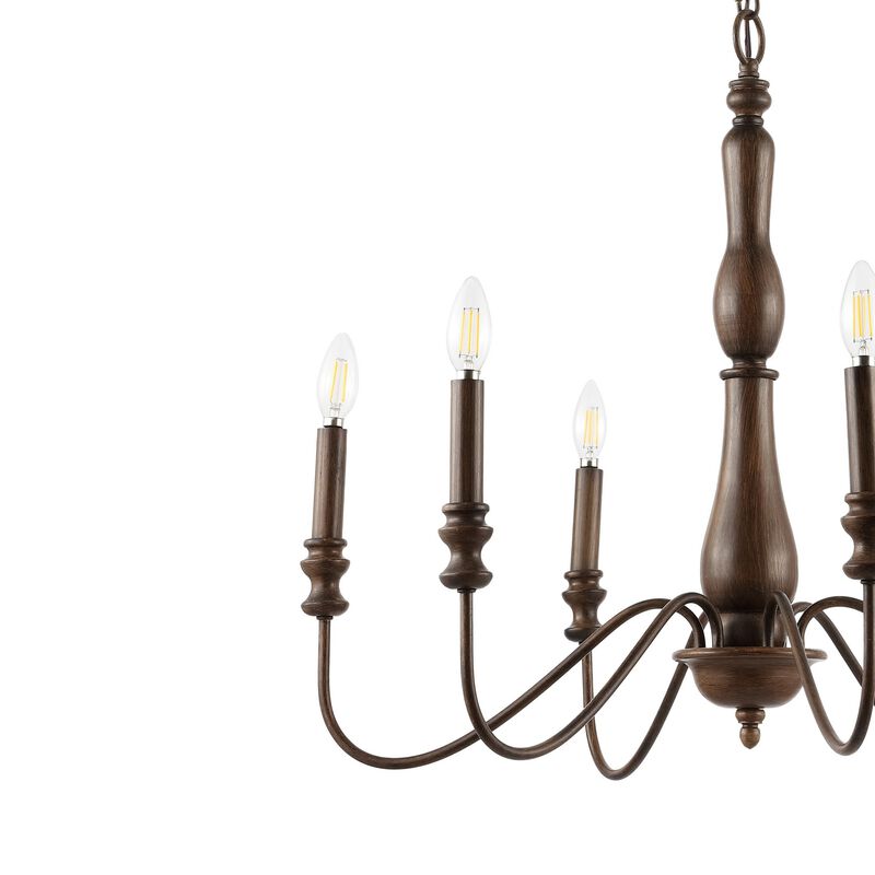 Victoria 6-Light Rustic Midcentury Iron LED Chandelier
