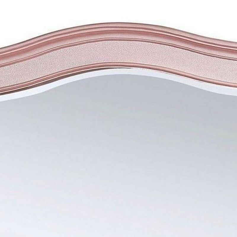 46 Inch Contemporary Style Wooden Frame Mirror, Rose Pink-Benzara