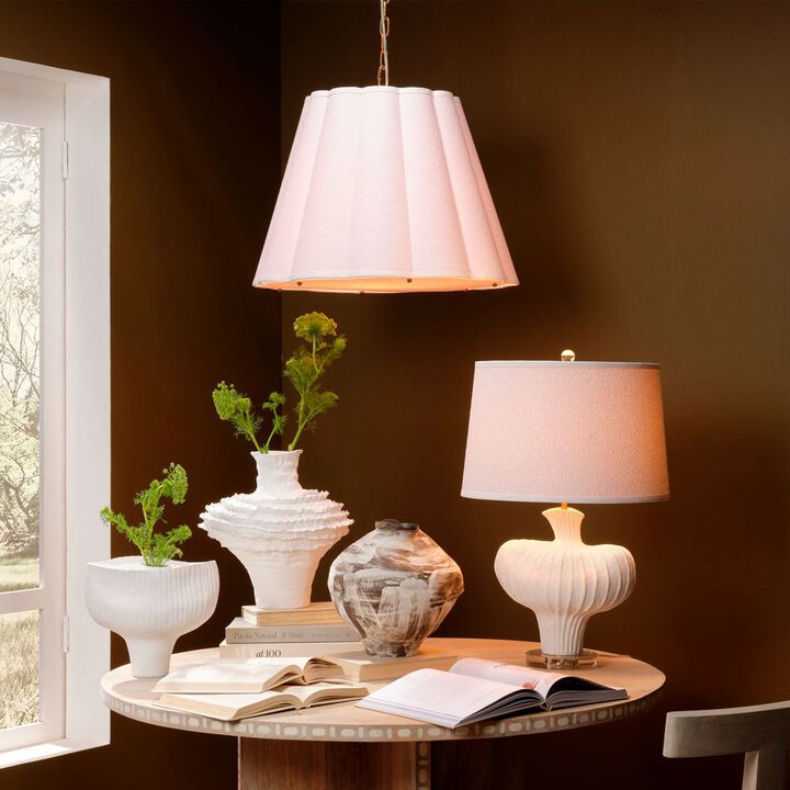 Scalloped Hanging Pendant, White