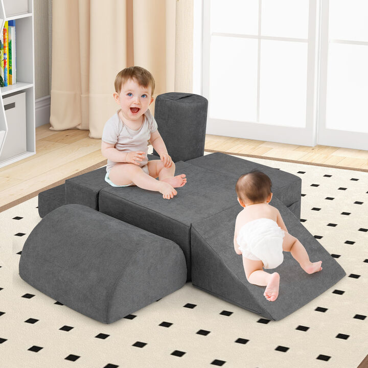 6-Piece Baby Climbing Blocks with 30D High-Density Foam and Carrying Handles