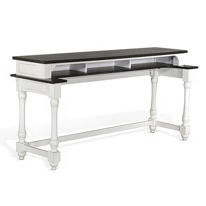 Orso Console Table, 76 Inch Rectangular Brown Top, White Mahogany - Benzara