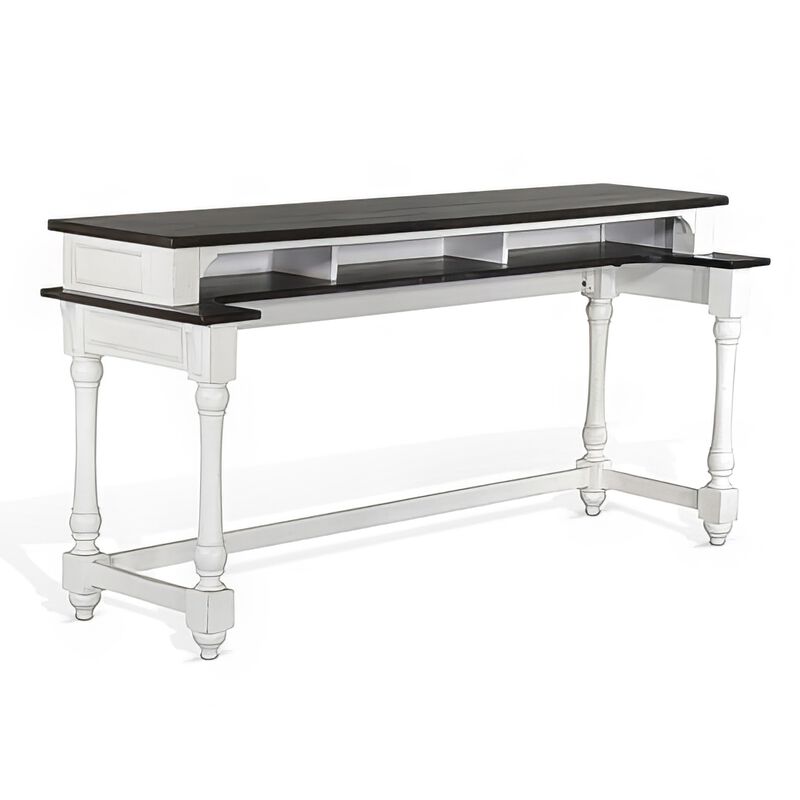 Orso Console Table, 76 Inch Rectangular Brown Top, White Mahogany - Benzara