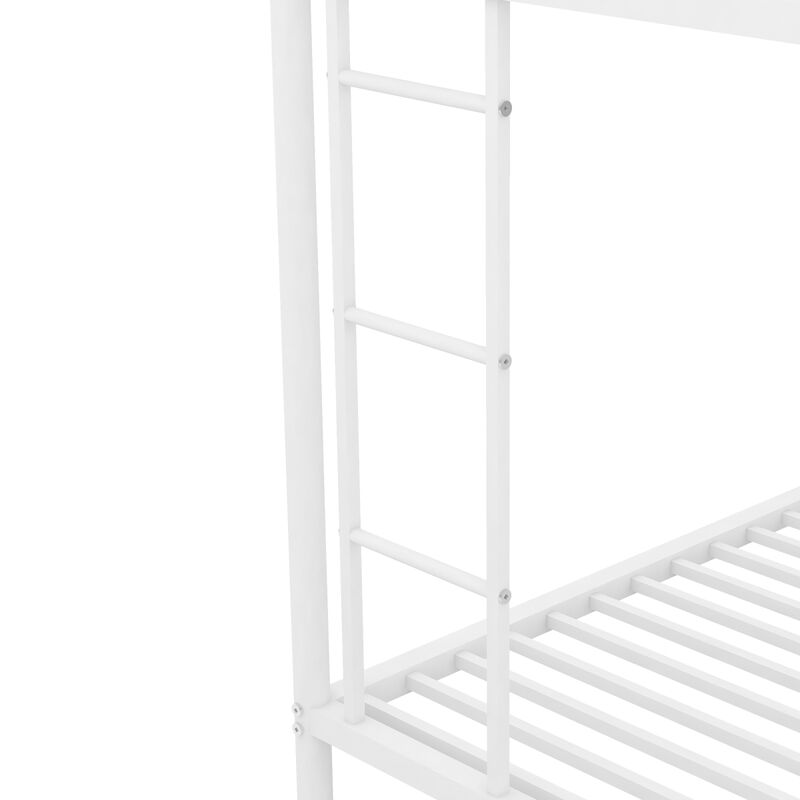 Twin Over Full Bed With Sturdy Steel Frame, Bunk Bed With Twin Size Trundle, Two-Side Ladders