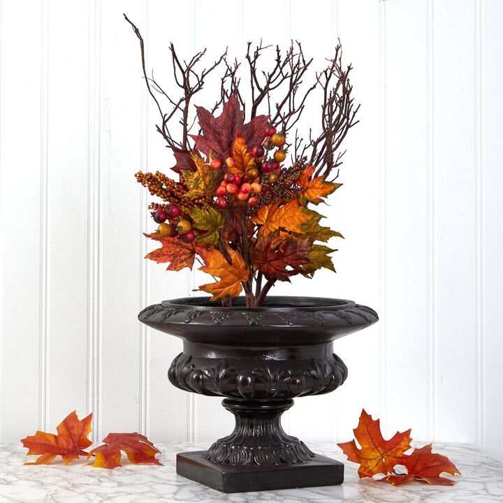 Nearly Natural 20-in Maple & Berries Artificial Flower Bouquet (Set of 3)