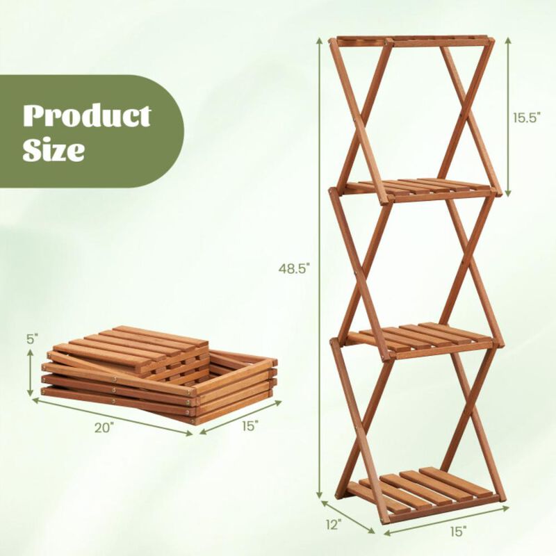 Hivvago 4-Tier Folding Plant Rack and Free Standing Shoe Rack