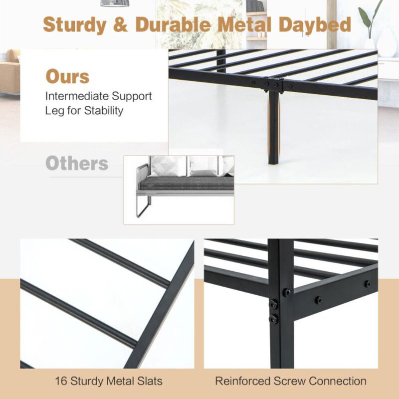 Hivvago Twin Size Metal Daybed Frame for Living Room Bedroom