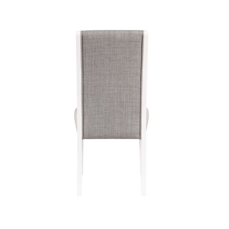 Joyce 26 Inch Side Dining Chair Set of 2, Gray Linen Upholstery, White Wood - Benzara