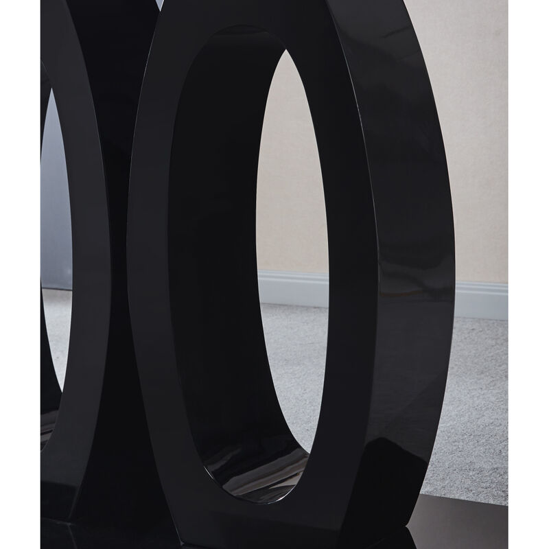 Contemporary Tempered Glass Top Double Pedestal Dining Table, Size 63 X 35.4 X 29.5