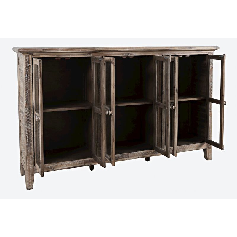 Jofran Rustic Shores 70 Coastal Distressed Acacia Six-Door Accent Cabinet