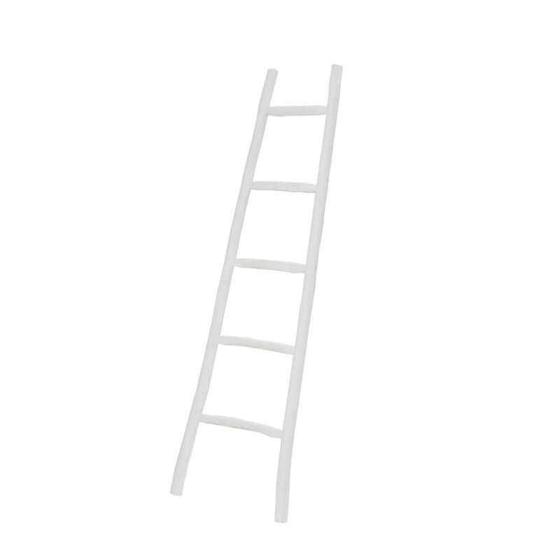 LuxenHome White Solid Wood 5-Rung Blanket Ladder