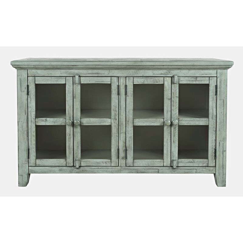 Jofran Rustic Shores 54 Coastal Distressed Acacia Four-Door Credenza Cabinet