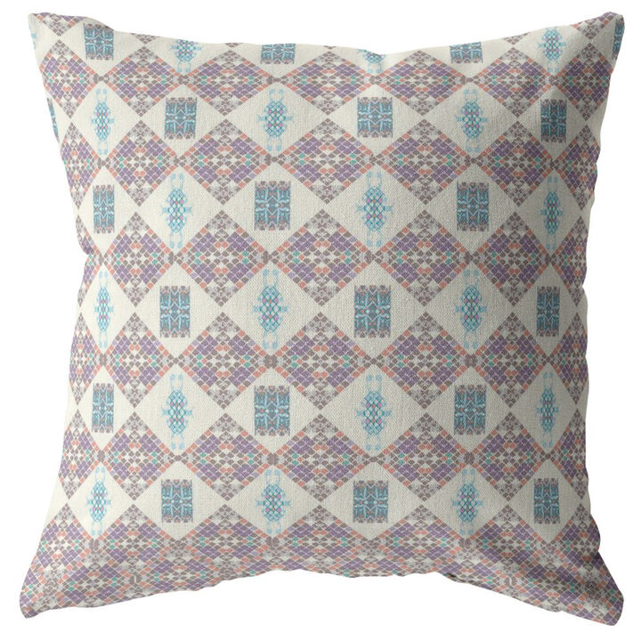 Hivvago 18" Pink Lattice Zippered Suede Throw Pillow