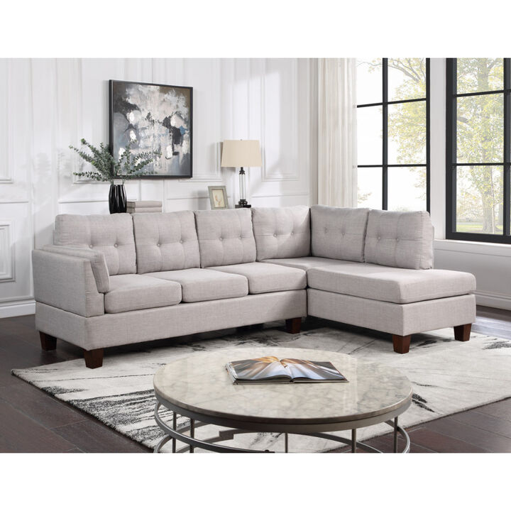 Dalia Light Gray Linen Modern Sectional Sofa With Right Facing Chaise