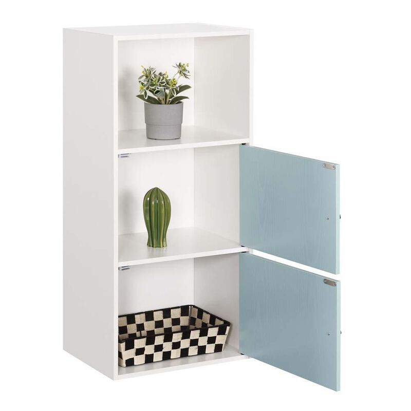Convenience Concepts Xtra Storage 2 Door Cabinet with Shelf, White/Seafoam