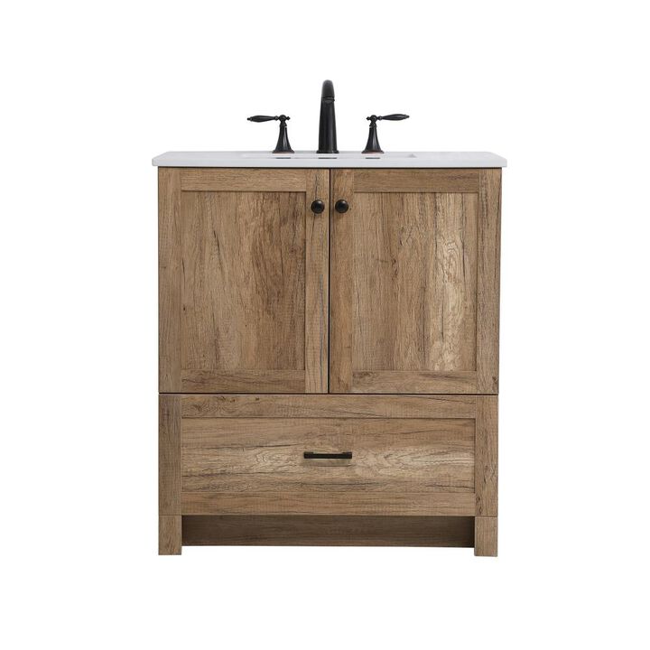 Elegant Kitchen and Bath 30 inch Single Bathroom Vanity in Natural oak