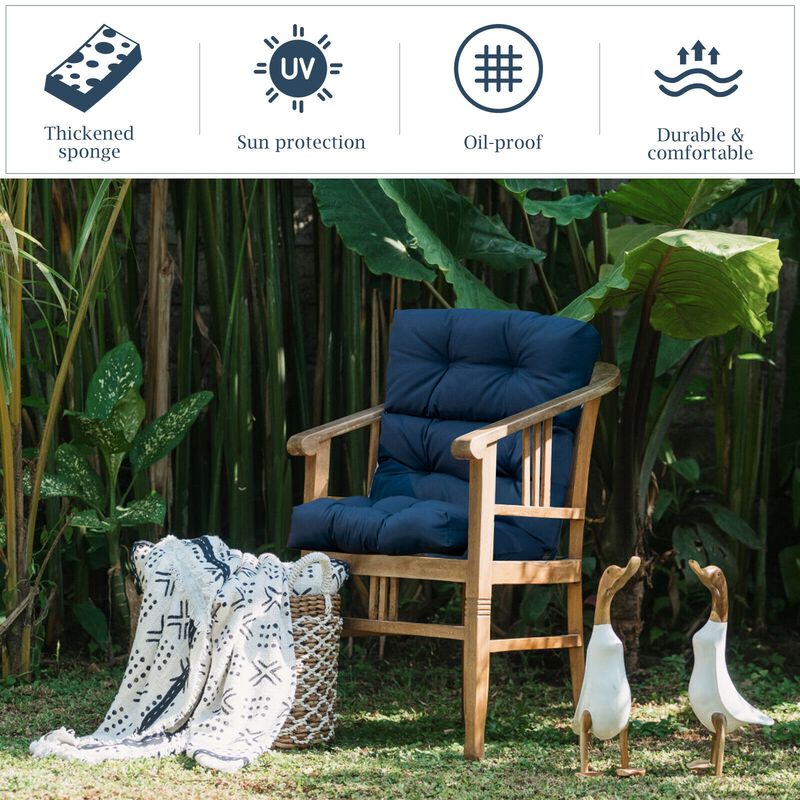 Tufted Patio High Back Chair Cushion with Non-Slip String Ties
