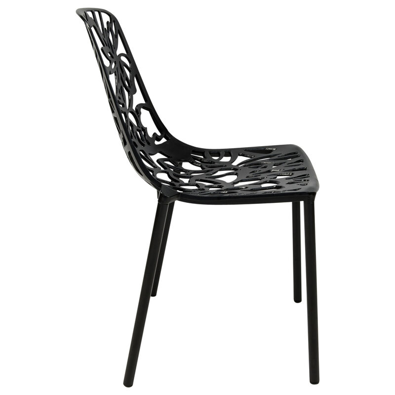 LeisureMod Devon Modern Aluminum Outdoor Dining Chair set of 4 in Brown