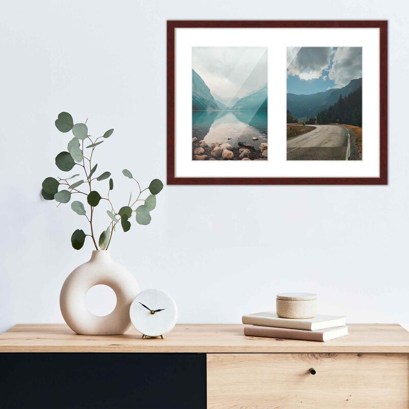11x14 Wood Collage Frame with White Mat for 2 5x7 Pictures