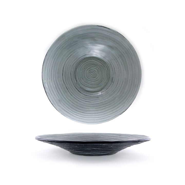 Glass Dinnerware dia.13.75" h:2" 58 oz. Round Charcoal Glass Bowl