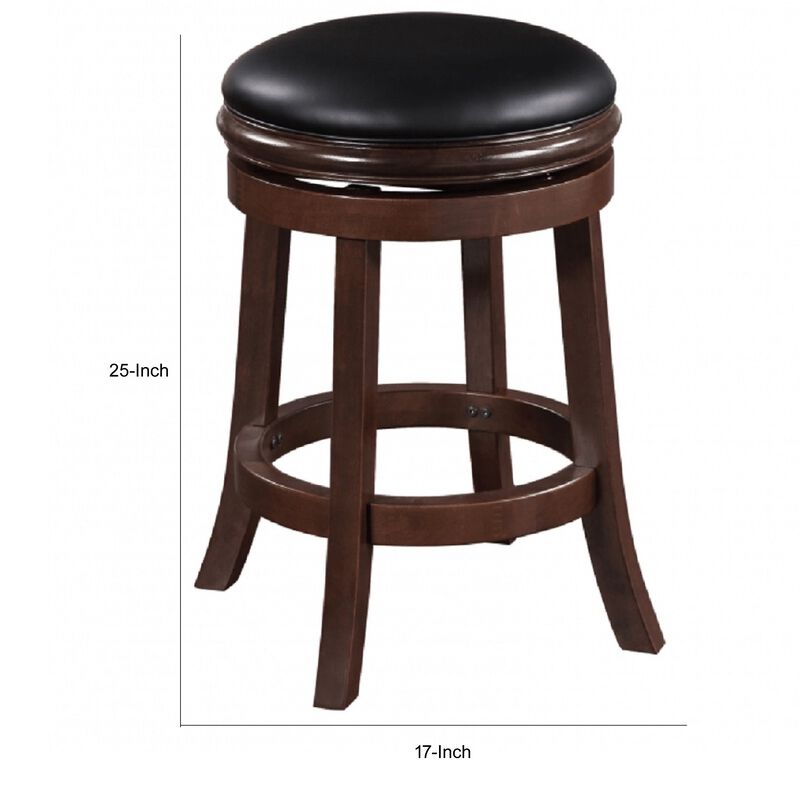Sabi Swivel Counter Stool, Solid Wood, Faux Leather
