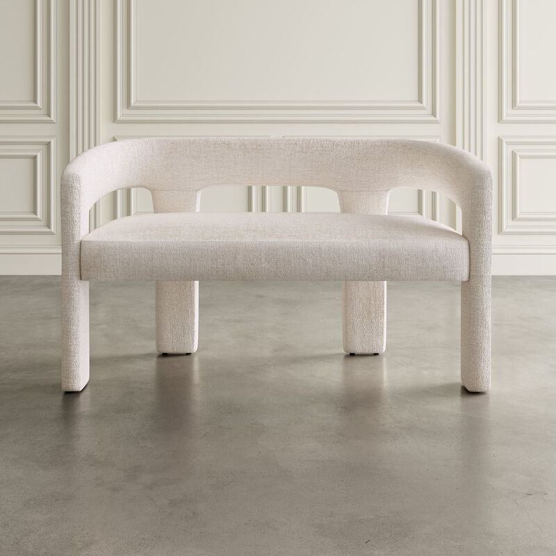 Jofran Gwen Modern Luxury Jacquard Fabric Upholstered Sculpture Bench