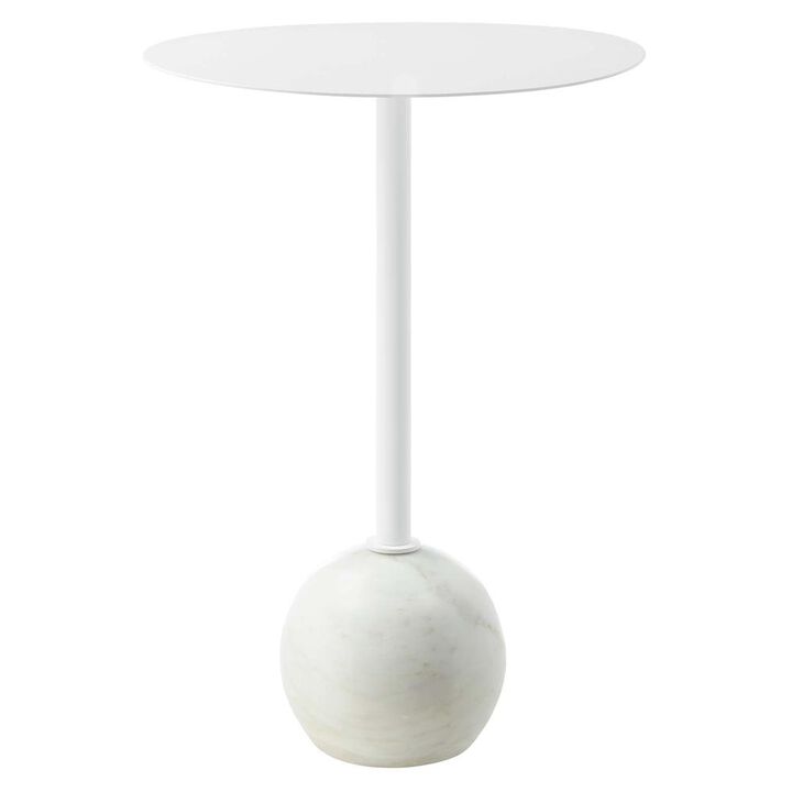Modway Aliza Round White Marble Side Table