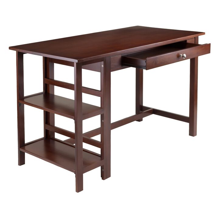 Velda Writing Desk with Shelves, Walnut