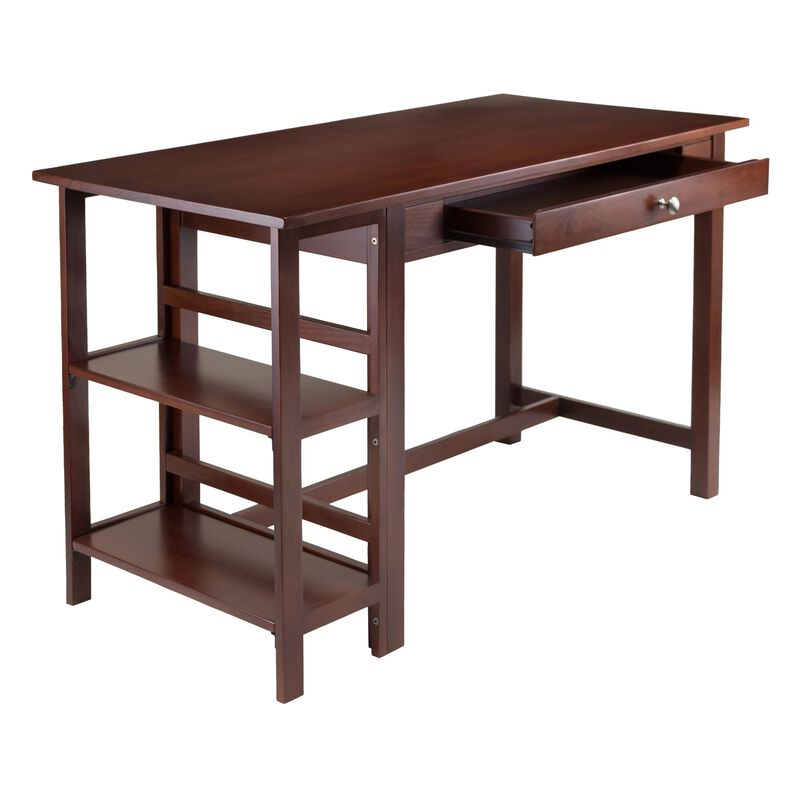 Velda Writing Desk with Shelves, Walnut
