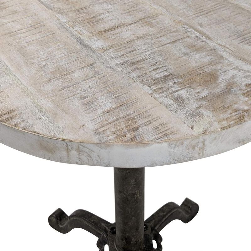 Carolina Living Colton Adjustable Vintage Table - Natural Driftwood Top - Aged Iron Base