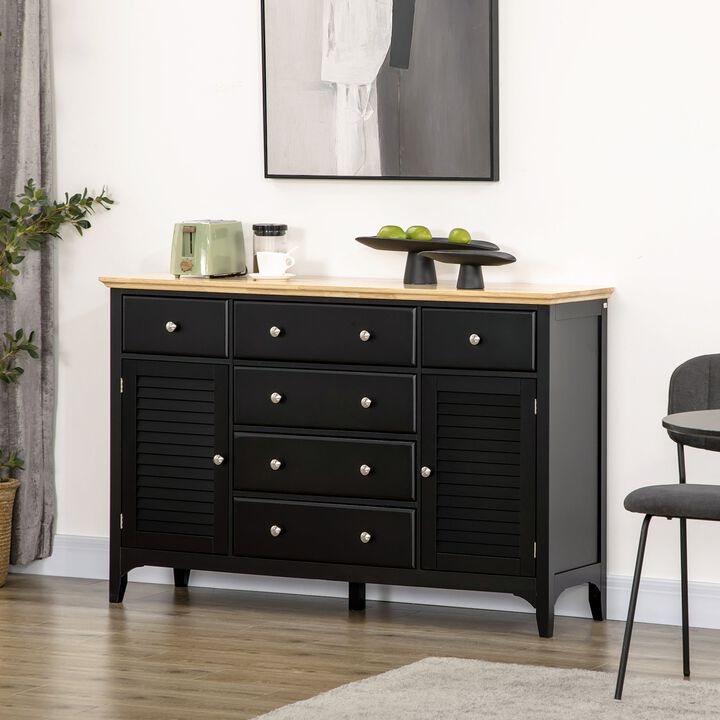 Black Kitchen Buffet: Modern Sideboard with Rubberwood Top