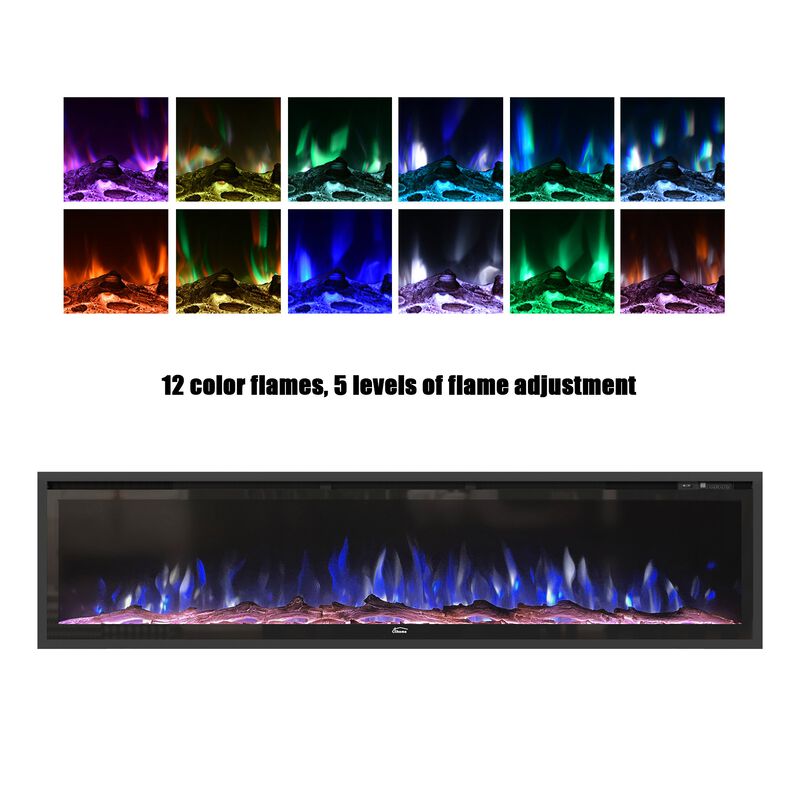MONDAWE 60" Recessed Wall-mounted Freestanding Electric Fireplace with Remote Control