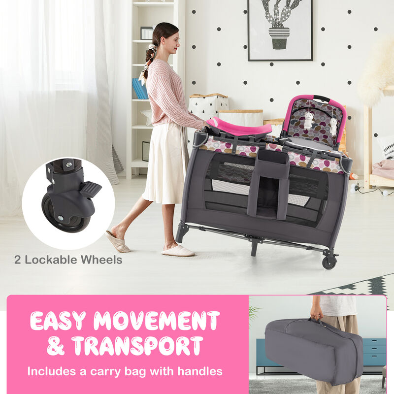 4-in-1 Convertible Portable Baby Playard Newborn Napper with Music and Toys