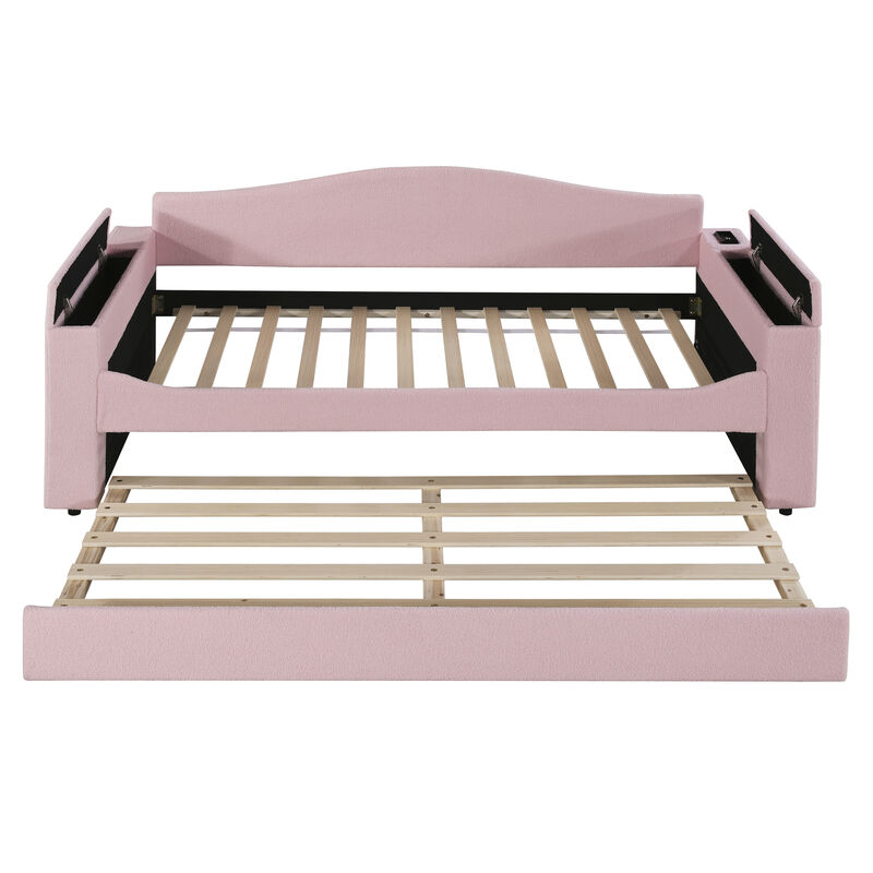 Merax Upholstered Daybed with Storage Armrests