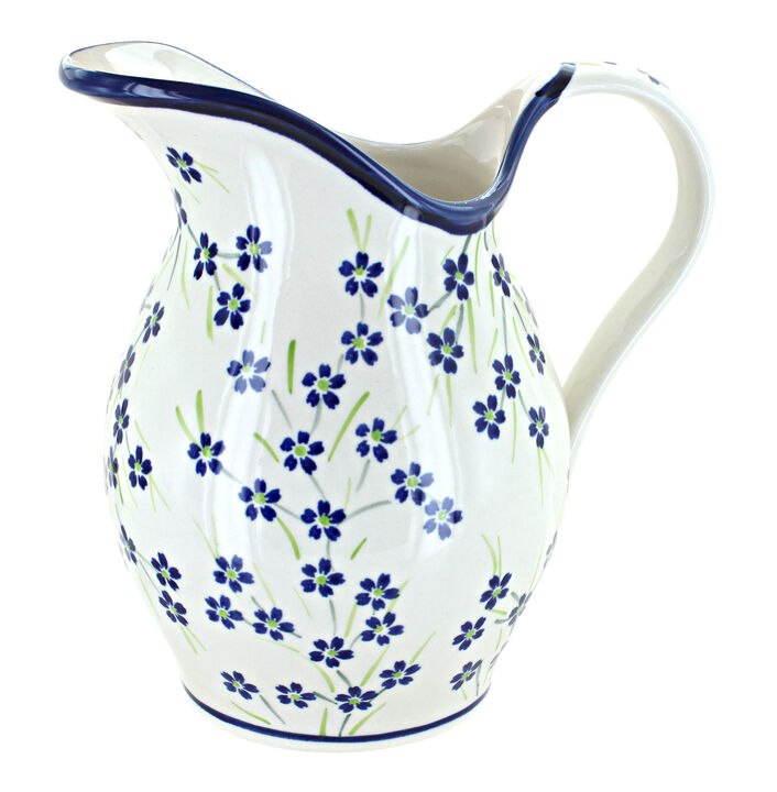 Blue Rose Polish Pottery Jungle Flower Pitcher