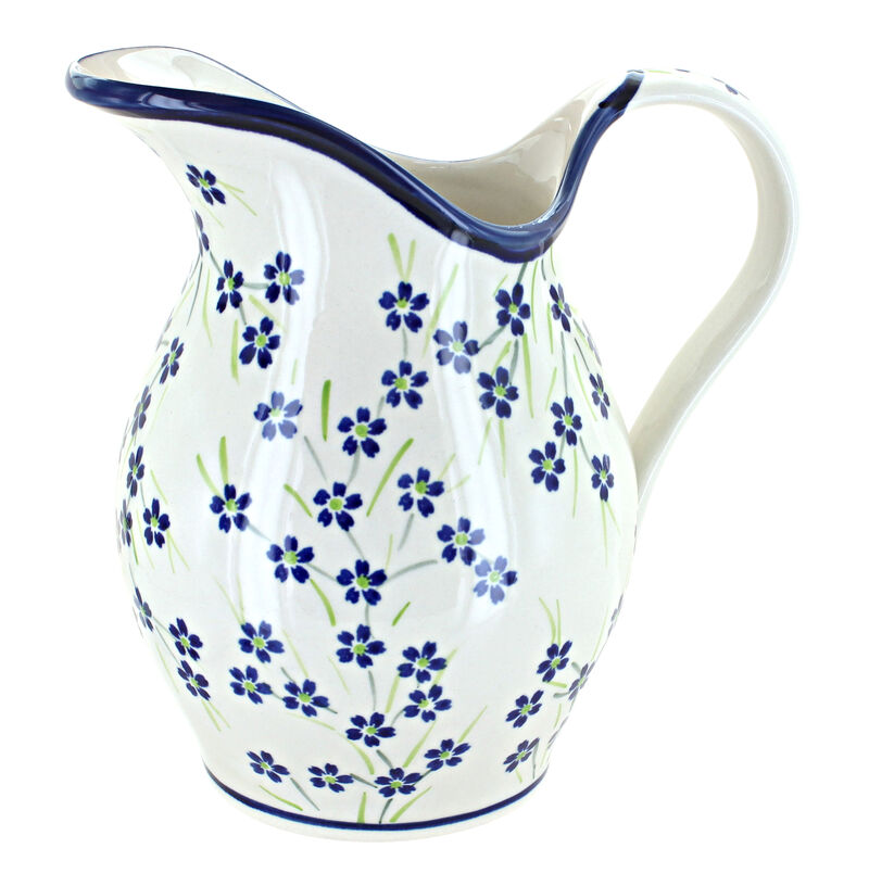 Blue Rose Polish Pottery Jungle Flower Pitcher